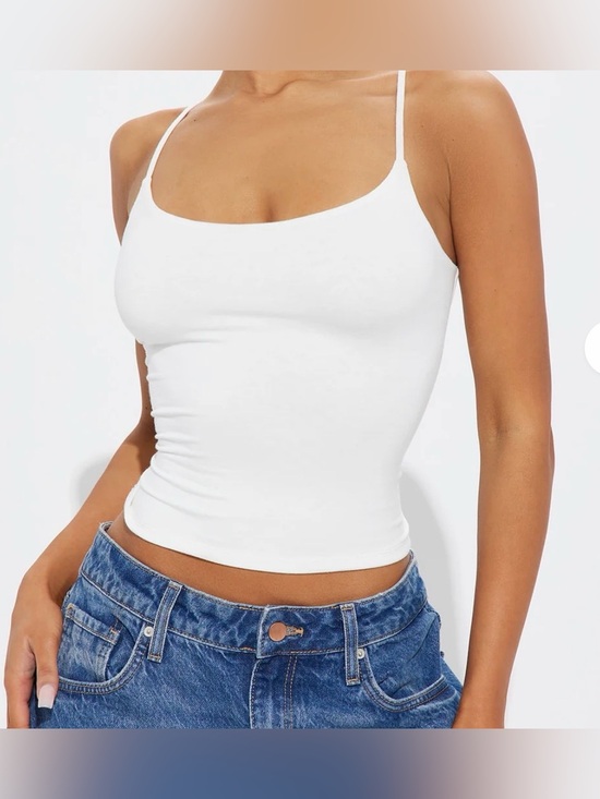 Fashion Nova Tops - Fashion Nova White Slim Spaghetti-Strap Cami